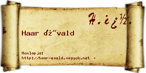 Haar Évald névjegykártya